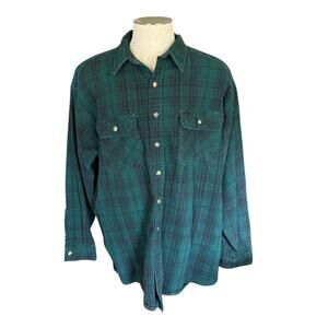GreatLand Vintage Green Cotton Plaid Shacket Shirt Size XXL